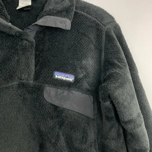 Women's PATAGONIA Polartec 1/4 Snap-T Black Fleece Pullover Sweater Small - Picture 5 of 13